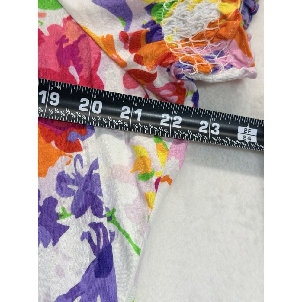 NWT LAUREN RALPH LAUREN Womens Floral Colorful Shirt Top 3XL Smocked Sleeve - Picture 7 of 9